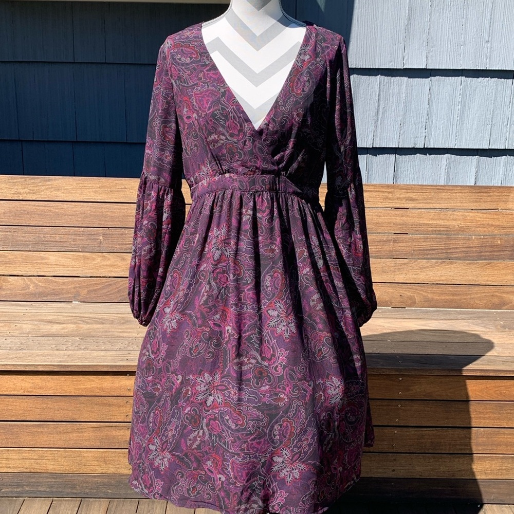 Modcloth Size 14 A Moment in Fine Midi Dress Purple Paisley